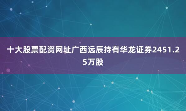 十大股票配资网址广西远辰持有华龙证券2451.25万股